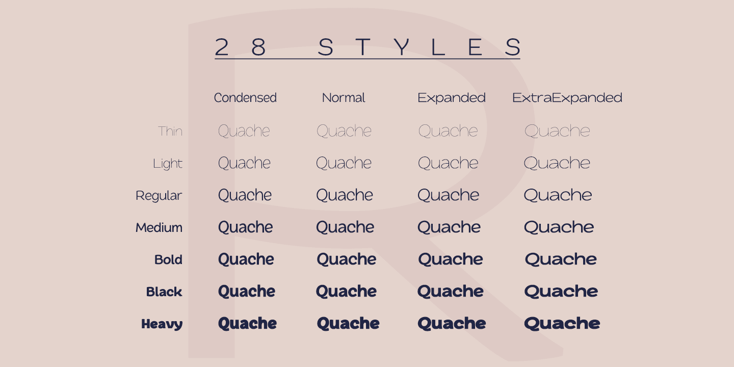 Quache Thin Extra Expanded Font preview